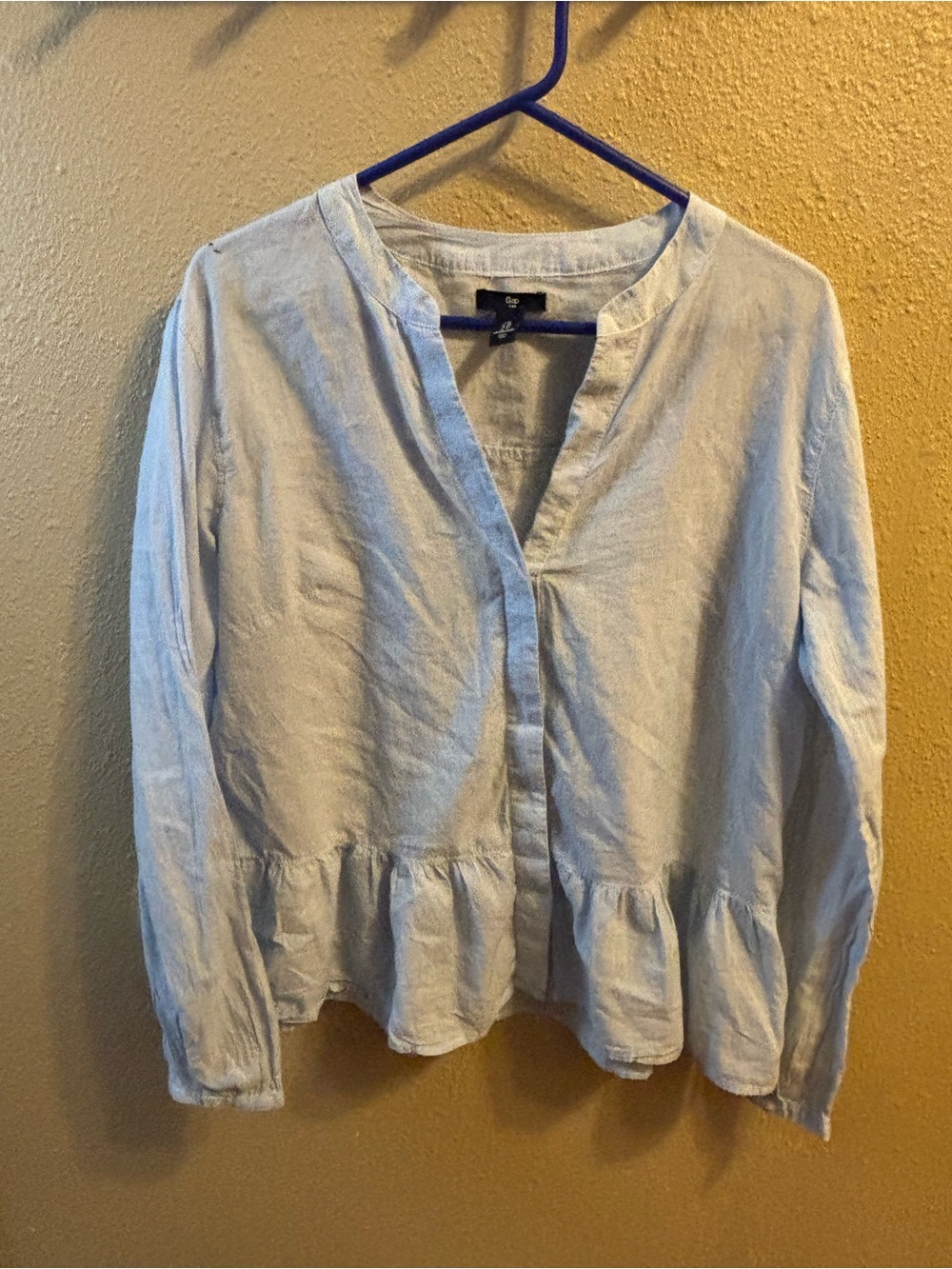 GAP Light Blue Peplum Button-Front Blouse